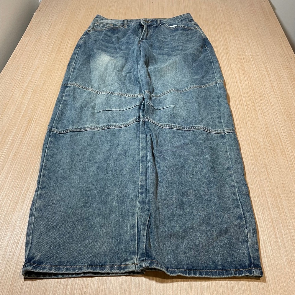 Cali 1850 Jeans Women 9/29 Blue Wide Leg Baggy Seamed Streetwear Denim